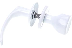 Aqbau® Poignée de porte rotative avec bouton de porte | Poignée de porte | Bouton | Bouton | Kit complet avec boulons et vis (blanc)