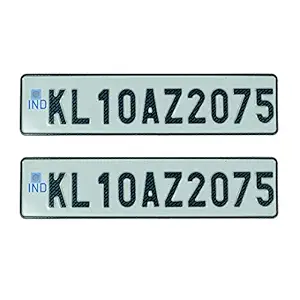 Penta Aluminium IND Number Plate, Front and Back with Hologram for Universal Car - 50 x 12 cm, Without Bar-Code Serial Number / for Old Vehicle Only
