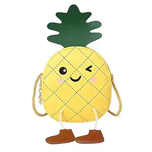 AUGEN Pineapple Shape Sling Bag Small Bags For Baby Girls and Kids Handbags Crossbody Sling Bags (Yellow, 20cm)