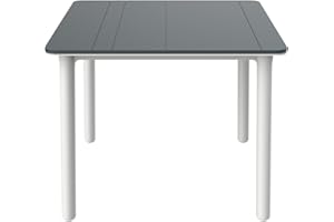 RESOL GRUPO Resol Noa Mesa Cuadrada Interior, Exterior 90x90 | jardín, terraza, balcón, Salon, Cocina, Comedor | diseño, Ligero, Multiusos | 2-4 Personas | Pie Blanco - Tablero Gris Oscuro