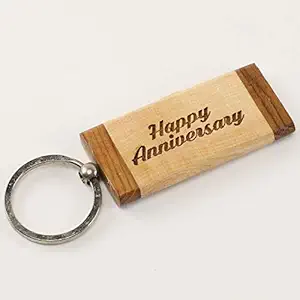 Ferns N Petals Wooden Happy Anniversary Engraved Key Chain |Christmas Gift | Happy Year Gift