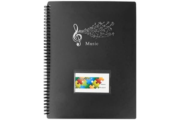 Classeur de Musique, Chemises pour Partitions, Partitions de Musique A4, Dossier Feuilles de Musique, 60 Pages, Dossier de Musique Noir Pour Musiciens, Choristes, Chanteurs (Noir)