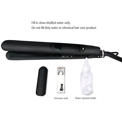 Bestidy 2 in 1 Glätteisen und Lockeneisen Professionelle Keramik-Turmalin-flaches Eisen, Dampf Haare Glätteisen Doppelplatten Schnelle Detangling Glätteisen (Schwarz) - 5