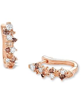 amor Damen-Creolen 925 Silber teilvergoldet Zirkonia mehrfarbig 1.6 cm - 2017083