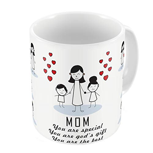 Indigifts Mom & Child Happy Moments Together Printed Mug 330 ml - White - House Warming Gift for Mom Mother on her Birthday Anniversary Mothers Day Special Day Coffee Mug
