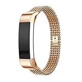 Fitbit Alta HR Watch Armband, OverDose Echtes Edelstahl Uhren armband Band Strap Für Fitbit Alta HR Watch (Rose Gold)