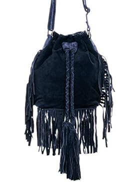 BACCINI® Schultertasche SANDRA - Damen Umhängetasche klein Ledertasche - Handtasche mit Fransen Damentasche echt...