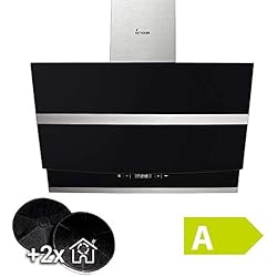 Hotte aspirante murale (60 cm, acier inoxydable, verre noir, extra silencieux, 608 m³/h, 4 étapes, éclairage LED, touches à détecteur TouchSelect, dépassement automatique) HERMES606S - KKT KOLBE