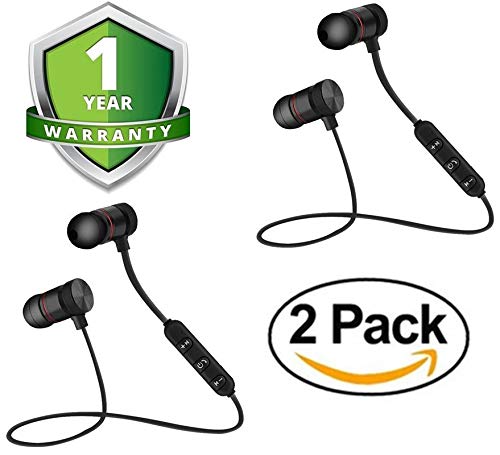 Forestone Pack of Two Magnetic Bluetooth Attractive Headphone Headset with Noise Isolation and Hands-Free Mic for Redmi 6, Honor, iPhone and Other Smartphones