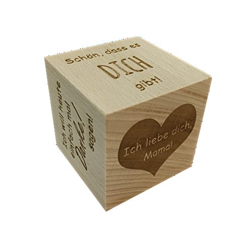 Holzwürfel für die Mama mit liebevollen Sprüchen eingraviert - Muttertag Geschenk