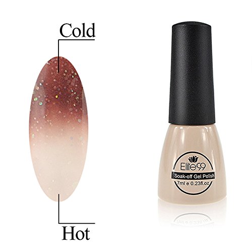 Elite99 Shellac UV LED Gel auflösbarer Nagellack 10ml Farbwechsel Thermo Gel Gellack Orange-gelb Nagelgel Farblack Farbgel (1 x 7 ml)9041