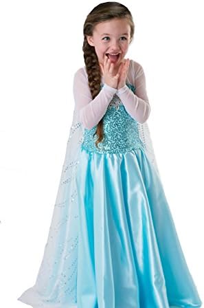 *** Princess Girls Snow Queen Fancy Dress Halloween Costume Party Outfit ((120) 4-5 years, Blue)