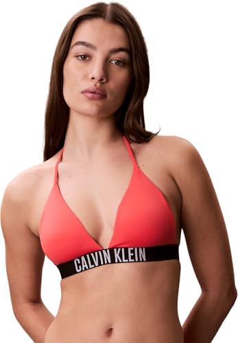 Calvin Klein Donna Top Bikini a Triangolo Allacciatura sul Collo, Rosa (Punch Pink), L