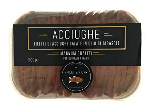 Filetti di Acciughe/Alici Salate del mare Adriatico 500g - Filet&Fish prodotto poco salato e buonissimo
