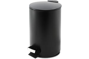 GREATOOL Cubo de Basura con Pedal, 3L, Acero Inoxidable, Papelera Cubo Basura (3 Litros, Negro)