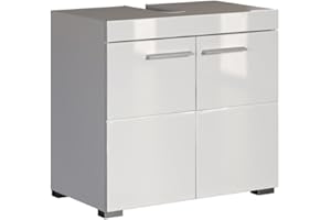 ‎TRENDTEAM SMART LIVING trendteam smart living - Amanda - Waschbeckenunterschrank - Weiß/Weiß Hochglanz - 1 Einlegeboden - (BxHxT) 60 x 56 x 34 cm - Kratzfest