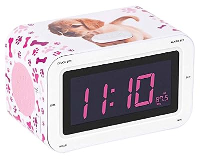 BigBen AU327915 Radiowecker RR30 Radio/Radio-réveil - Chien II - Rose/Blanc