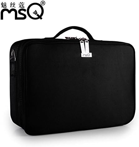 Meydlee Cosmetic Case Nylon Zipper Portable Shoulder Cosmetic Bag for Travel With Adjustable Dividers Designed To Fit all Cosmetics Pink,Black , black: b02b