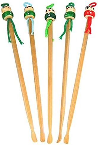 Qsewid 1pc Earpicks Earwax Remover Traditional Chinese Oriental Style Handmade Bamboo Doll Clean Wax Removers