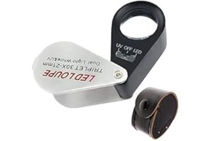 TEKCOPLUS 21mm Gioielliere Lente Tripletta Lente 30 X Ingrandimento Lente D'ingrandimento Con LED E Luce UV