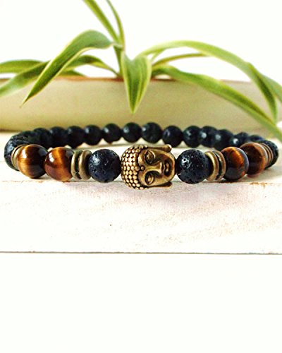 Young & Forever Gift Natural Gemstone Reiki Feng Shui Healing Crystal Beads Hand Triple Protection Lucky Bracelet Buddha Bracelet. Unisex. - Image 4