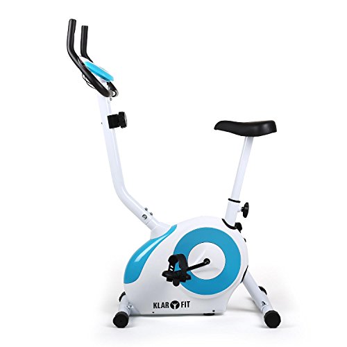 Klarfit Mobi FX 250 Heimtrainer Fitnessbike Ergometer (Trainingscomputer mit LCD-Display, 8-stufig verstellbarer Widerstand, 7-stufig verstellbare Sattelhöhe, ergonomischer Sattel, belastbar bis 100 kg) weiss-blau oder schwarz-orange - 2
