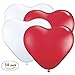 Produktbild Anokay Herzluftballons Weiss Rot Hochzeitsballons Helium-Ballons Set von 50 für Hochzeit Valentinstag (Weiss & Rot)