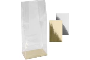 Ideen mit Herz Block Bottom Bags | Genomskinlig | Elegant presentförpackning | kakpåse | med extra hylla | livsmedelssäker