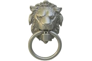 TUERKLINKEN-SHOP Großer Türklopfer Löwe Nickel matt #T-15NM