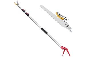 FLORA GUARD sécateur télescopique 1,4–3,05 m pour branches et rameaux frais, scie à arbre avec dents SK5 3D pour travailler sur de longues distances et sécateur à fruits pour le jardin et l'extérieur