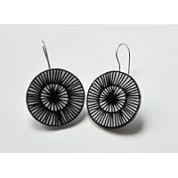 Handbemalte Schrumpf Kunststoff Ohrringe Gestreifte Kreise