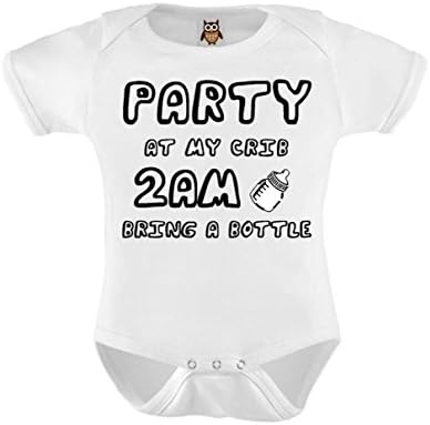Party At My Crib 2AM Bring A Bottle Funny Baby Vest / Bodysuit / Onesie (3-6)
