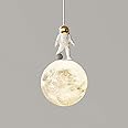 PZAOJAU Moon Pendant Light 3D Printed Planet Astronaut Ceiling Hanging Lamp Modern LED Pendant Light Kids Room Milk White Sphere Nursery Chandelier for Boys Bedroom Girls Bedside Kindergarten