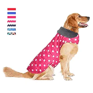 Dog Winter Coat, Windproof Waterproof Dog Jacket for Cold Weather, Cozy Warm Pet Clothes for Puppy Doggy Small Medium Large Extra Large Dogs Pets Girl (Pink Polka Dot, XS)