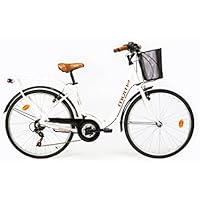 Moma - Bicicleta Paseo Citybike SHIMANO. Aluminio, 18 velocidades, ruedas de 26", color blanco