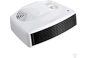 STATUS Flat Fan Heater 3000 W (3 kW), White Portable Electric Radiator with 2 Heat Settings, Adjustable Thermostat, Overheat Protection & Carry Handle, (FFH1P‑3000W1PKB)