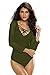 Produktbild New Damen Khaki Sheer Mesh Long Sleeve Teddy mit Applikation Blumen Body Dessous Monokini Gymnastikanzug Teddies Pole Dance Größe S UK 8-10 EU 36-38