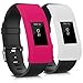 Produktbild kwmobile 2in1 Set: 2x Sport Armband Schutzhülle für Fitbit Charge 2 ohne Tracker in Weiß Pink