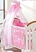 Luxury Baby Cot Canopy / Net 480, 320cm & Clamp Rod / Holder / Stand (Small 320cm, Pink / White)