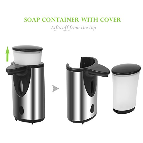 Seifenspender Sensor Infrarot Ohne Bohren 300ML / Automatisch Berührungslos Elektrisch / Edelstahl Set Nachfüllbar Gebürstet Design / Automatik Seifendosierer für Dusche Küche Bad / Soap Dispenser Automatic - 5