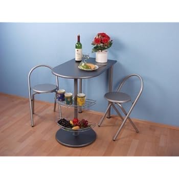 Küchentisch mit Regal und 2 Stühlen, klappbar, Holz: Amazon.de: Küche