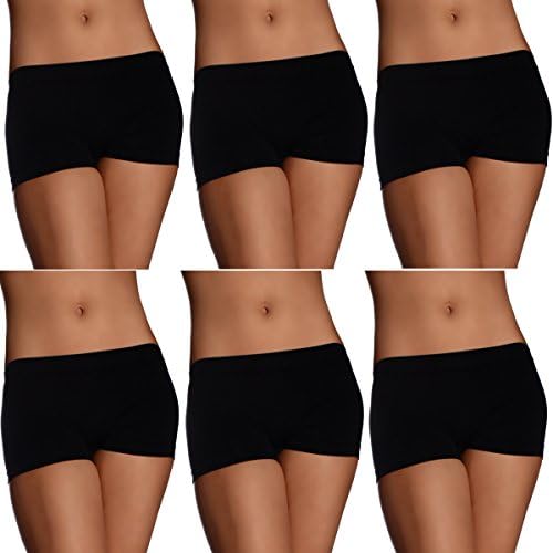 Handelsfreunde Pack Of 6 Retro Style Various Models Hotpants Panty Ladies Women Boxer Shorts Underwear Briefs Lingerie Hipster Great Quality Size S/M L/XL - Black - UK 10