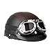 Produktbild KKmoon Motorfiets Open Face Half Lederen helm MTA vizier UV beschermbril Retro Vintage Style 54 – 60 cm, bruin