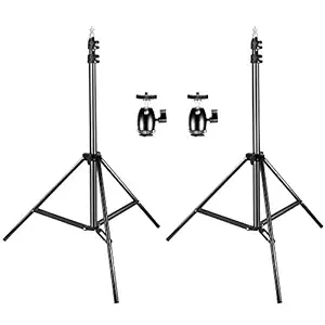 Neewer 2 Packs 75 inches/190 Centimeters Adjustable Light Stands with 2 Pieces 1/4-inch Screw Tripod Mini Ball Head Hot Shoe Adapters for HTC Vive VR, Video, Portrait and Product Photography