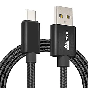 WeCool Nylon Braided 3A Type c Charger Cable or c Type Data Cable for Data SYNC Fast Charging for Smartphones (1 Meter, Black)