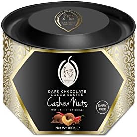 Vegan Dark Chocolate Cocoa Dusted Cashew Nuts With A Hint Of Chilli Handcrafted by Bean &amp; Pod Luxury Chocolate Box, Vegetarian and Vegan Society Certified