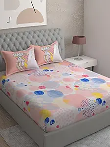 Portico New York Freedom 100% Cotton Printed Super King Size Bedsheet with 2 N Pillow Covers - Multicolor