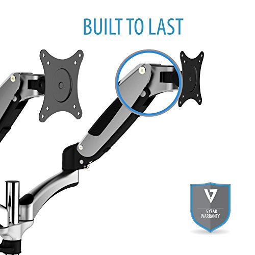 V7 Professional DM3GSAD-1E LX Doppel-Gasfeder-Monitor-Halterung für zwei Monitore bis zu 76.2cm (30 Zoll) oder mit 8kg Gewicht (Vesa 75×75, 100×100) - 2