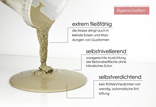 Do It Yourself Beton „EXTREME“ 1,75 kg | Hochfester Gieß-Beton, Kreativ Beton und Bastelbeton zur DIY Gestaltung | für kreative Deko-Ideen | Zement grau | - 5