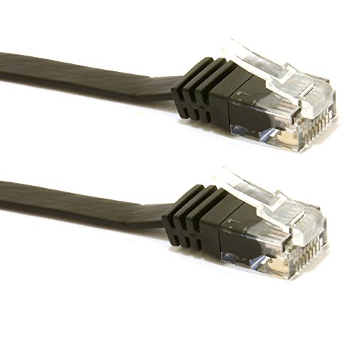 Flach CAT6 Ethernet LAN Patchkabel Kabel Verluste Profil Gigabit RJ45 1 m Schwarz - 3